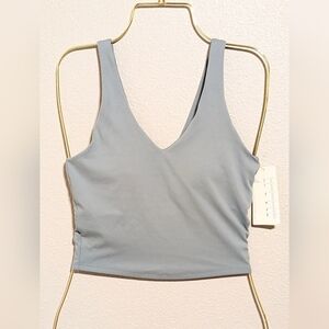 NWT All in Motion Flex V-Neck Crop Sports Bra Slate Blue XS Yoga Athletics